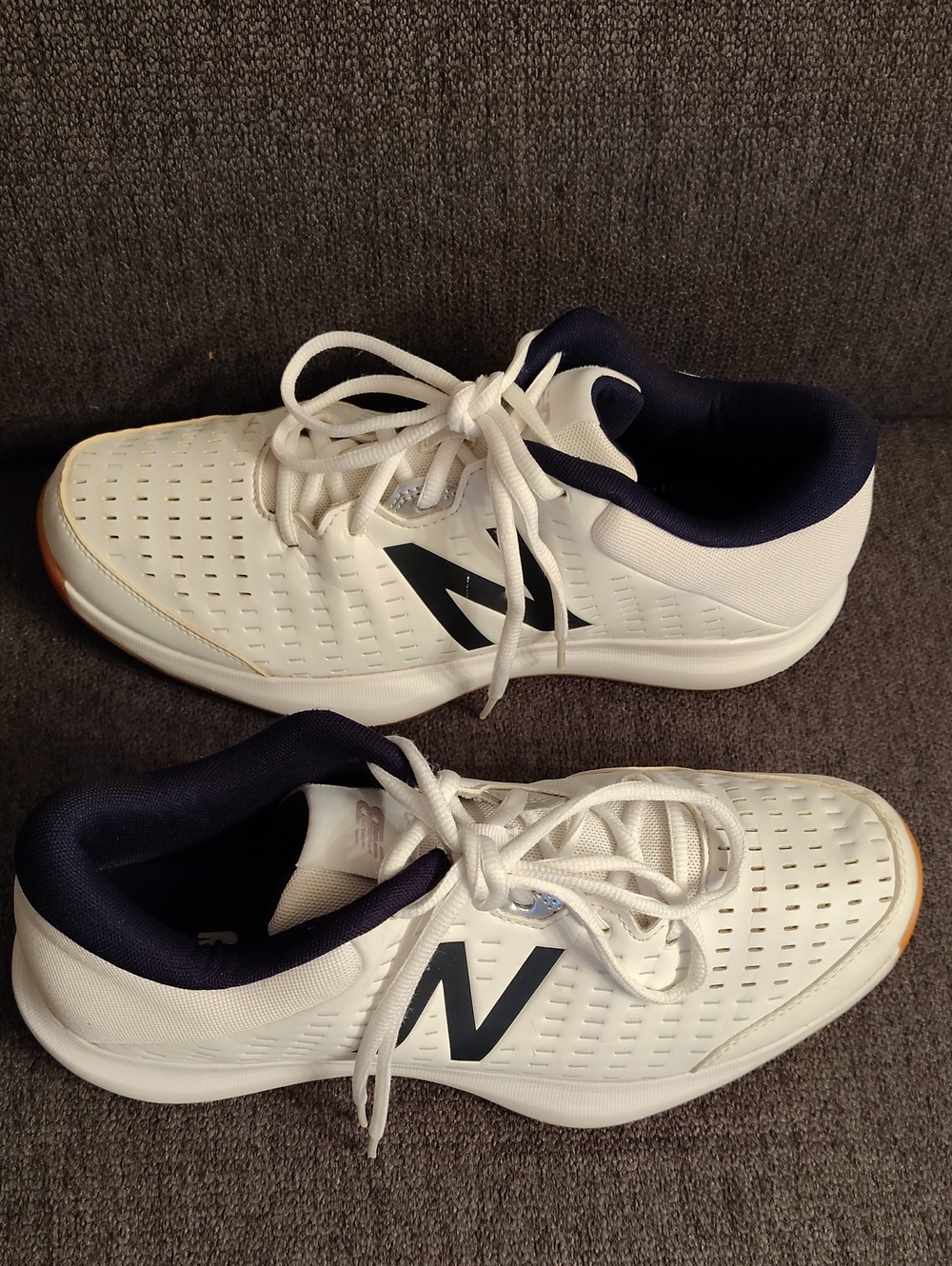 Used New Balance Men’s White & Navy Athletic Sneakers